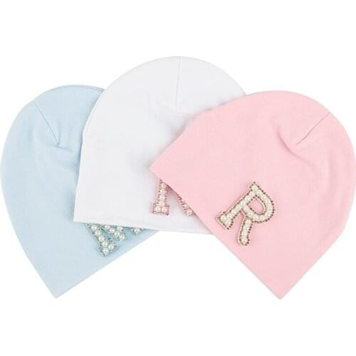 Kids Skullies Beanies Soft With Pearl Outdoor Windproof Hat Children Solid Color Fashion Casual Wear Rhinestones Elastic Hat