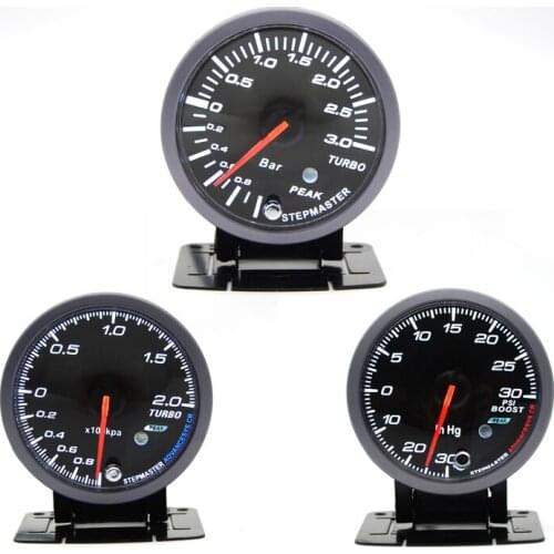 DRAGON GAUGE 60MM 2.0 BAR 3.0 BAR -30-30 PSI Boost Turbo Gauge Black Color Dual Led Color Display