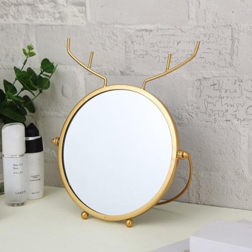 French Makeup Mirror Wrought Iron Small Round Mirrors Desktop Literary And Art Vintage Bathroom Decoration Vanity Mirror