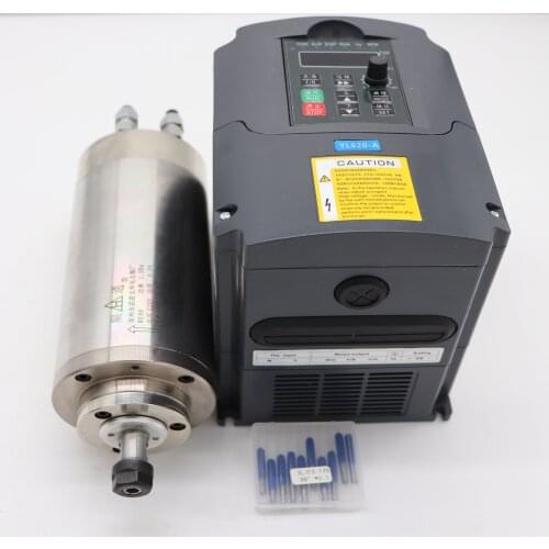 CNC milling spindle ER11 1.5KW water cooling spindle motor +1.5kw inverter+10 pieces cnc engraving bits