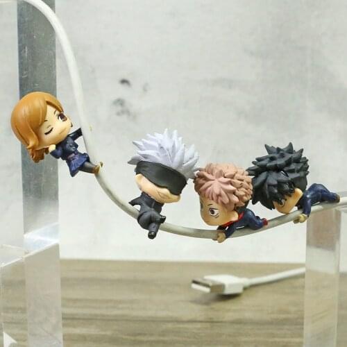 Jujutsu Kaisen Hugcot All 4-Type Complete Set Cable Accessary Capsule Toy Mini PVC Figures
