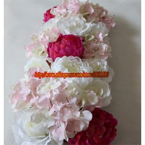 Artificial silk peony rose hydrangea flower runner wedding decoration flower wall backdrop decoration 20pcs/lot TONGFENG