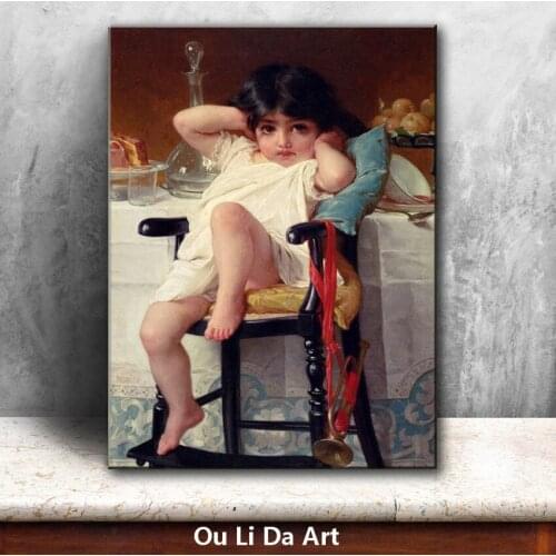 Classical figures cute girl portrait angel oil paintings canvas printing printed on canvas kid room wall art decoration picture