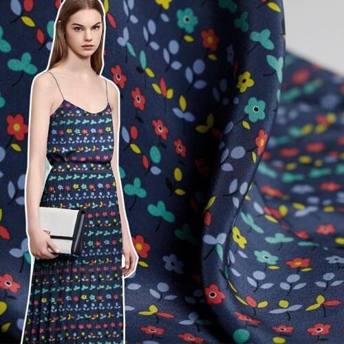 Red Raspberry 16momme Colourful Flowers Printed Silk Crepe De Chine Fabircs100%Silk Women Dress Sewing Cloth Freeshipping