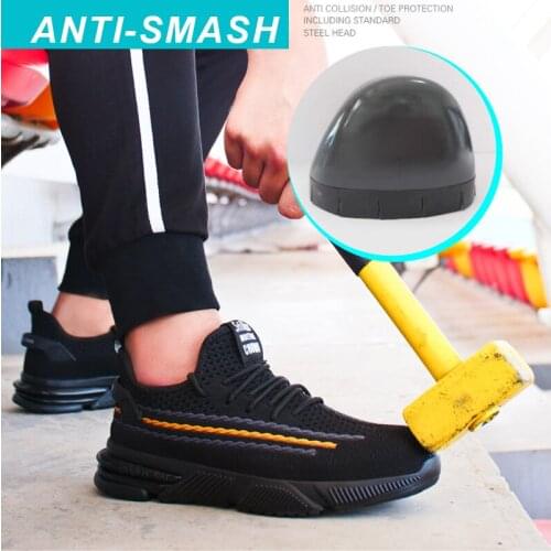 Working Shoes Man Safety Boots Steel Toe Work Shoes For Men Lightweight Breathable Anti-Smashing Non-Slip Construction Sneakers
