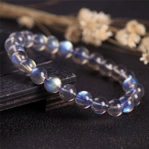 Fashion Natural Stone Shiny Labradorite Beads Bracelet 7.5- 8mm Agates Beaded Energy Bracelet for Women Yoga Jewelry Gifts