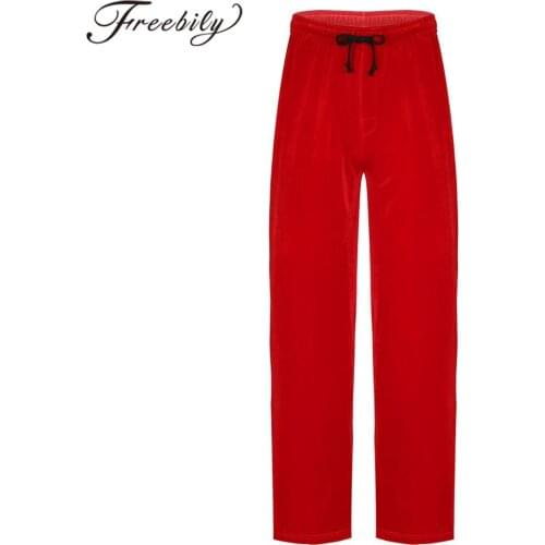 Men Velvet Pyjama Bottoms Christmas Santa Claus Cosplay Costume Loose Trousers Elastic Waistband Drawstring Christmas Long Pants