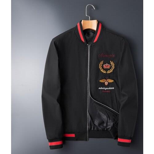 Mens Autumn Jackets High-quality Jackets Casaca Hombre Men Korean Black White Jacket Bomber Print Jacket Men Embroidery Logo