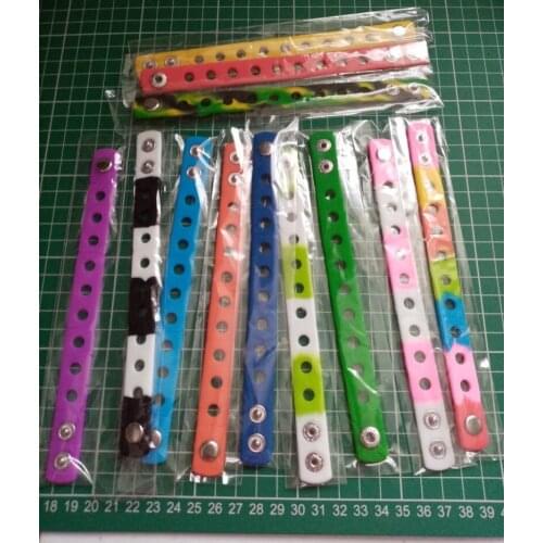 200PCS Candy color mixed PVC 18cm high quality soft silicone Bracelet fit with shoe charms fun Wristband toy for child creative