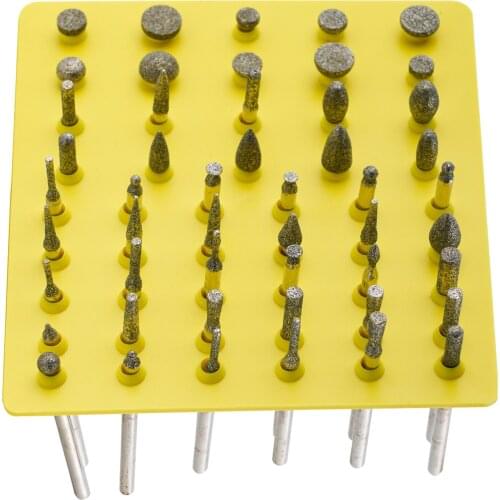 DZQ 50PCS Diamond Coated Grinding Small Head Set 1/8" Diameter of Shank Matching Rotary Tool Used for Jewelry,Glass,Gemstones, C