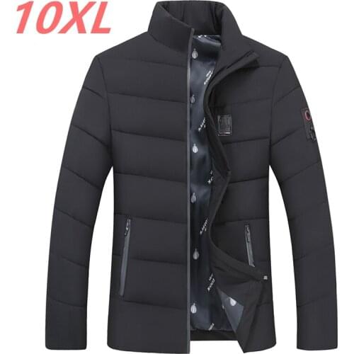 NEW Parka Cotton Padded Winter Jacket Coat Mens Warm Jackets Male Solid Color Stand Collar Zipper Thick Coats Parkas