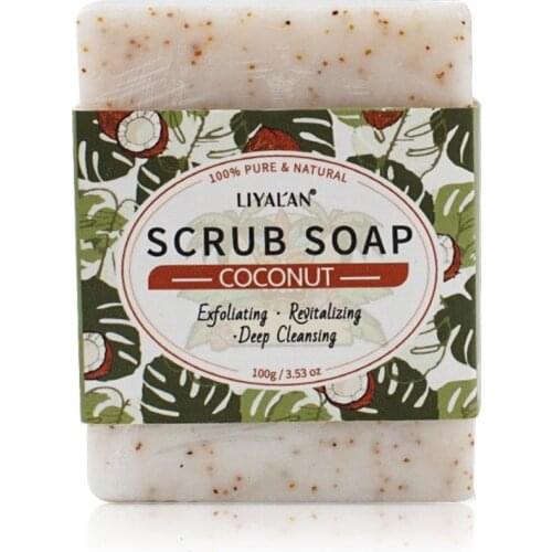 New 100g Coconut Scrub Soap Gentle Cleansing Softening Bleaching Agents Acne Skin Care Handmade Rich Foam Body Bath