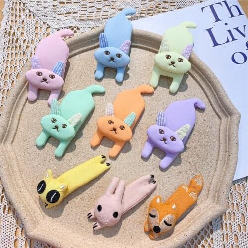 2020 New Childrens Cute Cartoon Fabric Fox Rabbit Kitten Hairpin Korean Sweet Girl Colorful Fashion BB Clip Hair Accessories