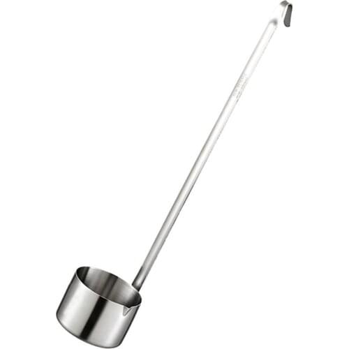 New Stainless Steel Ladle Spoon with Hook Kitchen Bar Measuring Tools for Sauce Oil Coffee Beer Scoop Hanging Liquor Spoon