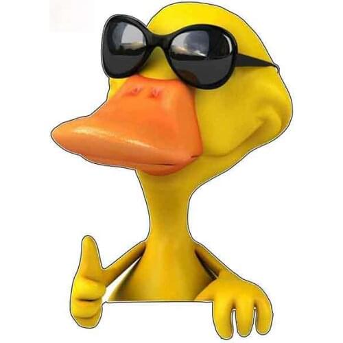 Personality Cool Duck Sunglasses Thumbs Up Cartoon Car Stickers Vinyl Sunscreen RV VAN Car Accessories Suitable for Car Windows