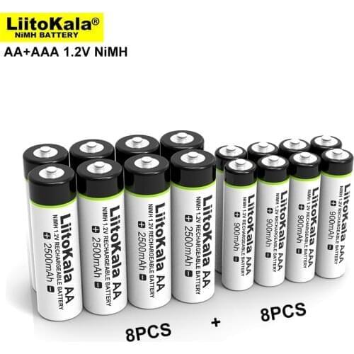 Liitokala 1.2V AA 2500mAh AAA 900mAh Ni-MH Rechargeable Battery for Temperature Gun Remote Control Mouse toy Batteries