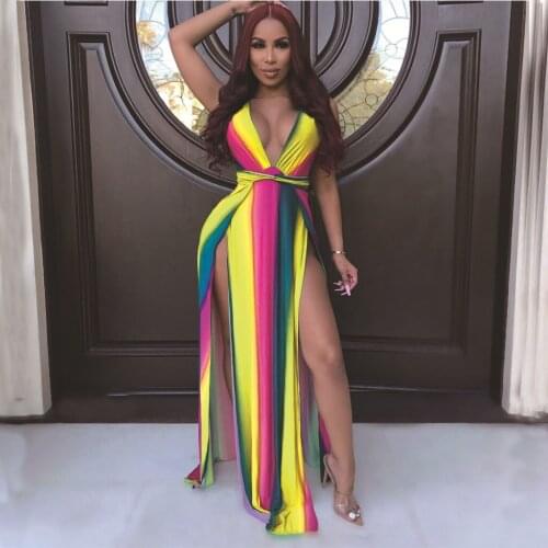 2021 Best Quality Fashion Design Dress Patchwork V-neck Sleeveless Summer Casual Maxi Dress Vestidos