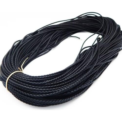 5meter Black Braided PU Leather Bracelet Findings 3/4/5/6mm Round Leather Jewelry Cord String Rope DIY Necklace Bracelet Making