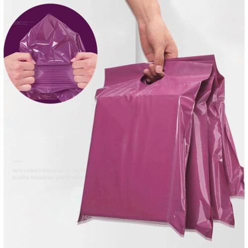 50pcs/lots Purple Tote Bag Express Bag Courier Bags Self-Seal Adhesive Thick Waterproof Plastic Poly Envelope Gifts Mailing Bags