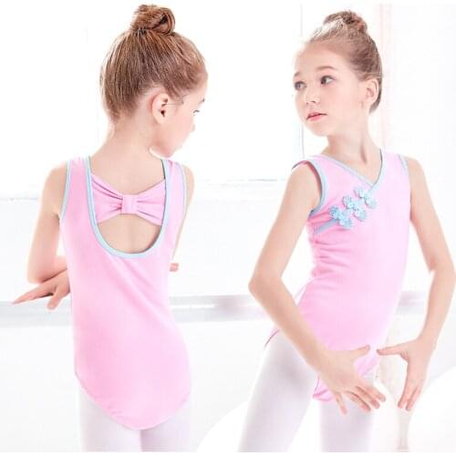 Pink/Green Chinese Style Knots Ballet Clothes Sleeveless Ballet Gymnastics Leotards Ballerina Clothes Children Unitard Dancewear