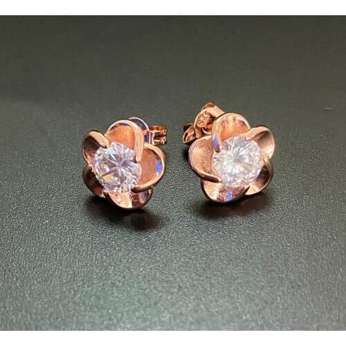 Big Deal Statement Earring Flower Austrian Crystal Rose Gold Silver Color Stud Earrings For Women Fashion Jewelry Gifts