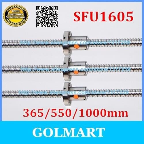 Anti Backlash Ball screws guide 1605 -L 365mm + L 550mm + L 1000mm+ 3 pcs SFU1605 single ballnut cnc