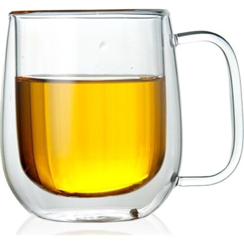 Homies double glass coffee cups with handle Double Wall Glass Kungfu Tea cup double glass Drinkwear mugs Drink Health Regimen