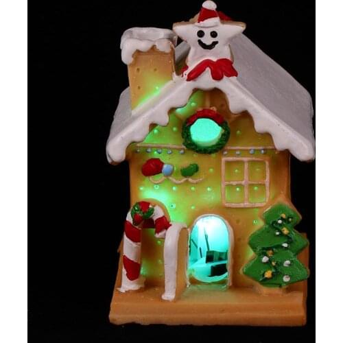 Luminous Christmas House Cake Decoration Chic Fine Snow Village Gift Cake Decoration Luminous House Christmas Ornaments