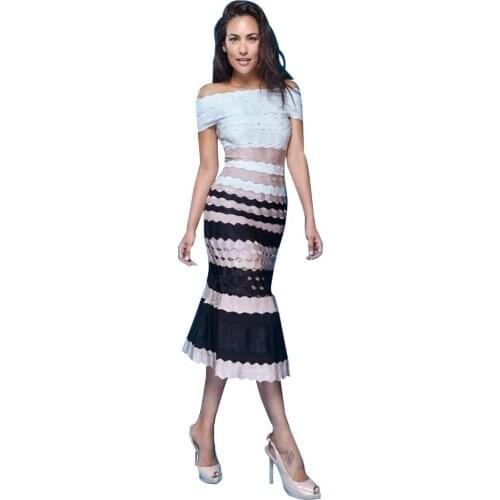 High Quality Sexy Women Long Dress Off The Shoulder Rayon Bandage Dress