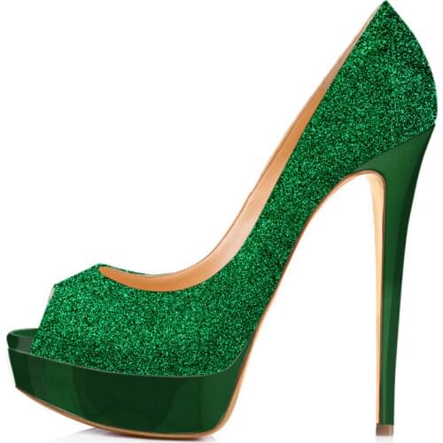Onlymaker Women Peep Toe Platform Glitter Sequin Pump High Heels Slip On Heeled Shoes Dress Party Pumps Plus Size women shoes