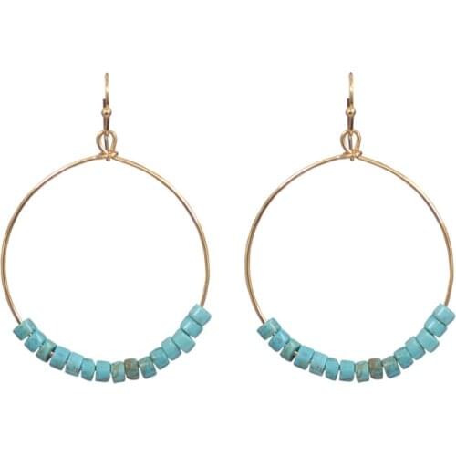HUIDANG Fashion Jewellery White Blue Natural Stone Beaded Teardrop Dangle Drop Earrings For Women
