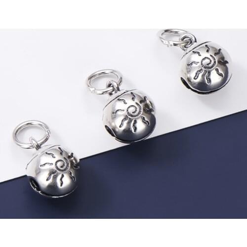 925 Sterling Silver Vntage Cloud Pattern Ringing Bell Charms Manual Decoration S925 Silver Pendant Bells DIY Jewelry Findings