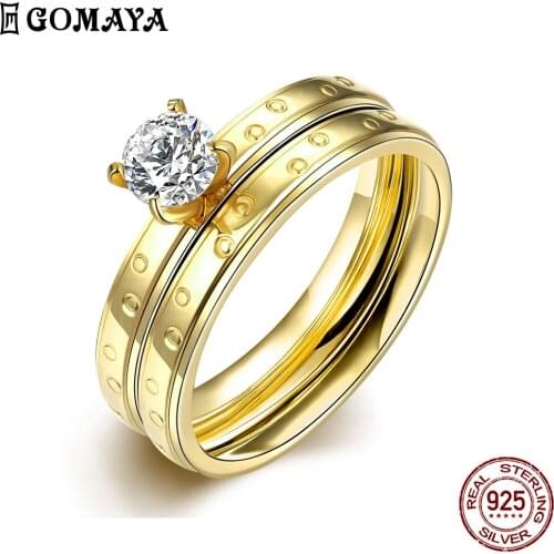 GOMAYA Stainless Steel Ring For Women Plating Plating Gold Inlay Zircon Screw Spike Shape Rings Simple Cute Fashion Jewelry