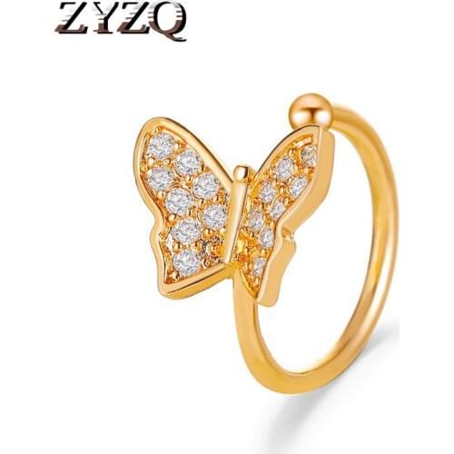 ZYZQ 1pc Butterfly Women Earrings Minimalist Style Copper Inlaid With Zircon No Pierced Ear Clips Sweet Gift For Girlfriend
