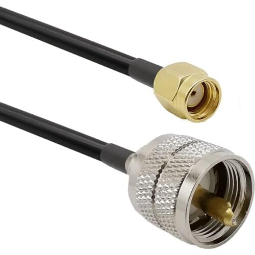 1Pcs RP-SMA Male to UHF SO239 PL259 Male 15Meter RG58 Cord Coaxial Extension Cable Plug Connector for Ham Radio CCTV VCR Antenna
