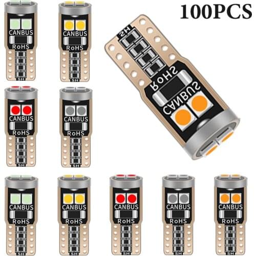 100PCS T10 W5W Car canbus LED T10 Interior light 194 501 6SMD 3030 Instrument Lights bulb Wedge Plate Dome light no error 12V