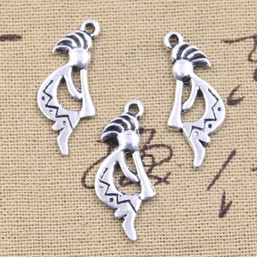 15pcs Charms Native Kokopelli 31x13mm Antique Silver Color Pendants Making DIY Handmade Tibetan Finding Jewelry