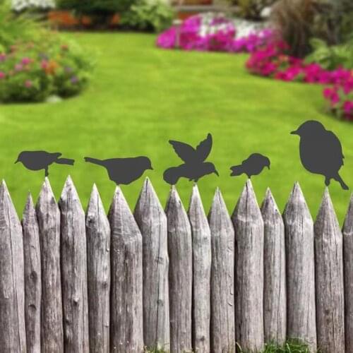 2 Styles Garden Design Bird Shaped Steel Silhouette Lawn Art Crafts for Windows Branches Fences Garden Doors, 4/5 Pcs-set