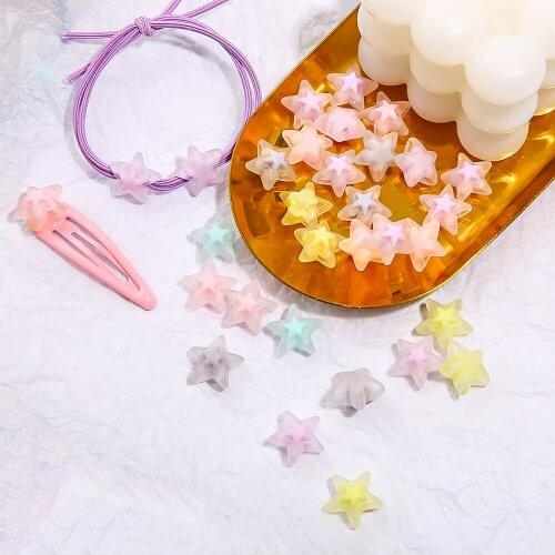 20/50Pcs 6 Color Classic Cute Matte Star Shape With Hole Acrylic Beads Loose Spacer Beads For DIY Jewelry Making Accessories