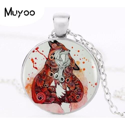 2017 Fox with Her Baby Pendant Choker Statement Round Necklace For Women Dress Accessories Glass Dome Jewelry HZ1