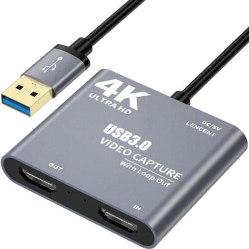 4K 1080P USB3.0 to HDMI-Compatible Video Audio Game Capture Card with Loop Out Full 1080P 60 Record Via DSLR Camcorder