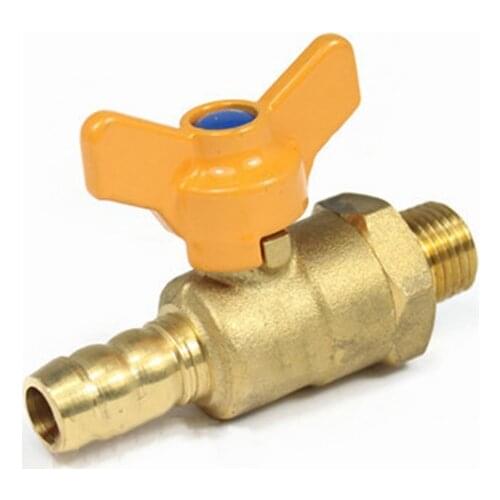 8mm 10mm 12mm Hose Barb x 1/2" BSP Male Thread Brass Shut Off Ball Valve With Butterfly Handle For Fuel Gas Water Oil Air