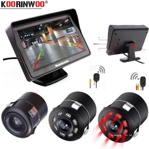 Koorinwoo Car dash Circle Rear camera Rearview With LCD TFT Monitor Digital Screen 800*480 Night Vision 8 Light Moniteur Voiture