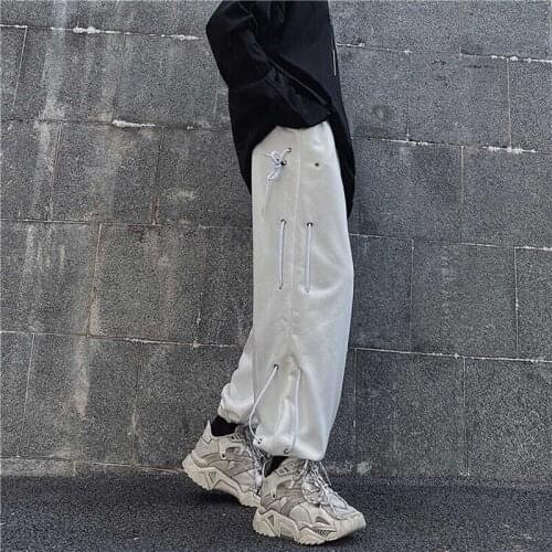 Woman Pants Sports Hip-hop Trousers Korean Style High-waisted Straps And Loose Feet BF Casual Y2K Met Harajuku Woman Cloth Urban