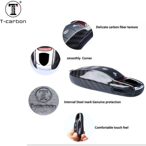 For Porsche Cayenne Macan Caym100% Carbon Fiber Car Key Case Protective Shell Styling Bag Box For Porsche Cayenne Macan Cayman