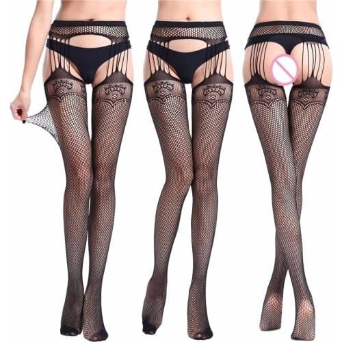 Sexy Women Stockings Lace Tights Female Thigh High Plus Size Open Crotch Fishnet Pantyhose Female Hosiery XS-XXL Collant SW125