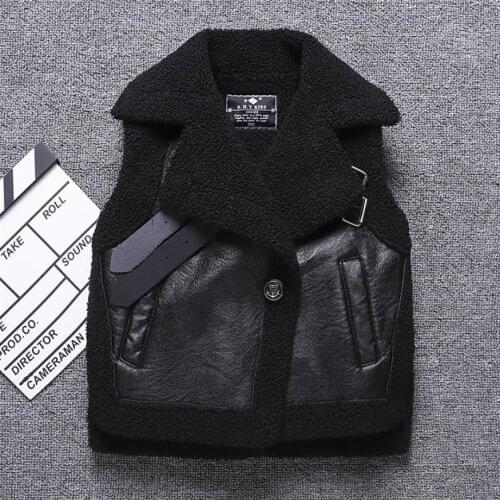 Childrens Plus Velvet PU Leather Vest Autumn Winter Boys Girls Warm Coat Waistcoat Modis Stitching Kids Jackets Vest Y2556