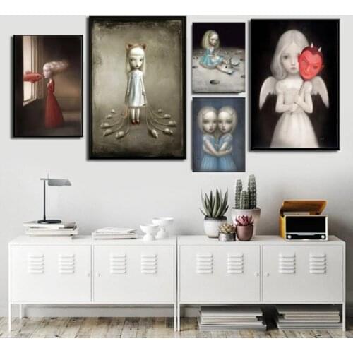 Home Decor Nicoletta Ceccoli Canvas Print Doll Poster Girl Painting Modern Fairy Tale World Wall Art Office Fish Modular Picture