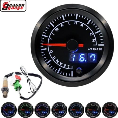 Dragon gauge High speed stepper motor 52mm 7 Colors LED Dual Display Car Racing Air Fuel Ratio Gauge Narrowband Meter