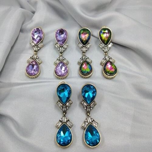 European and American models Jewelry Earrings Fashion Trendy Fashion Glass Stud Earrings Female D98